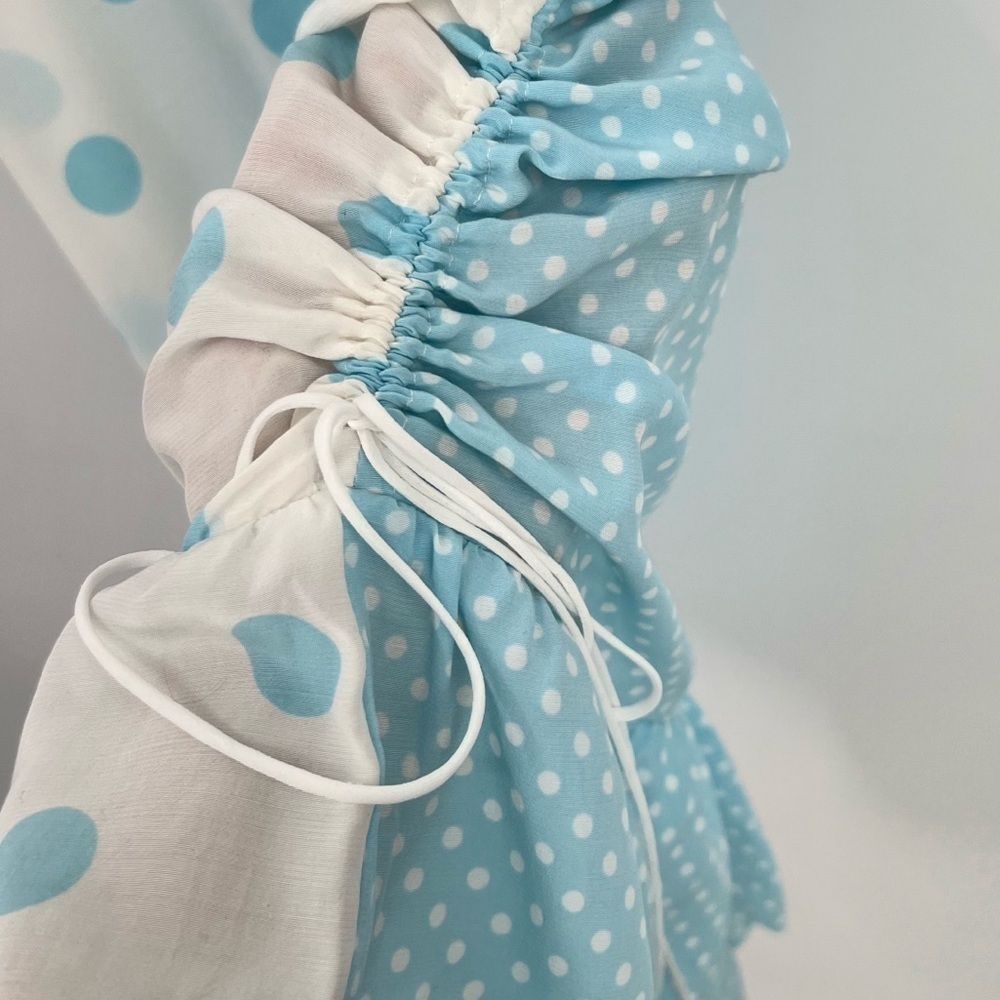 For Love & Lemons Caroline Mini Midi Light Blue Polka Dot Dress New With Tags - Picture 9 of 14